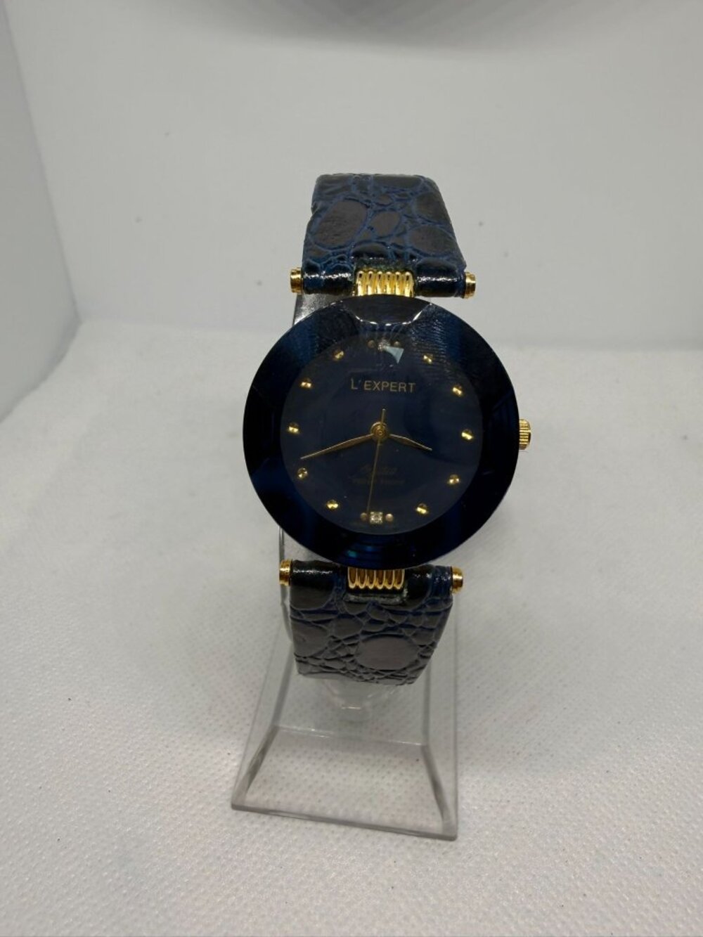 L'Expert Women's 18K Gold-Plated Blue Diamond Accent Quartz Dress Watch